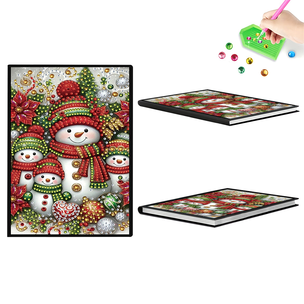 50-Page A5 Snowman Diamond Painting Notebook for Adult Holiday Birthday Gift