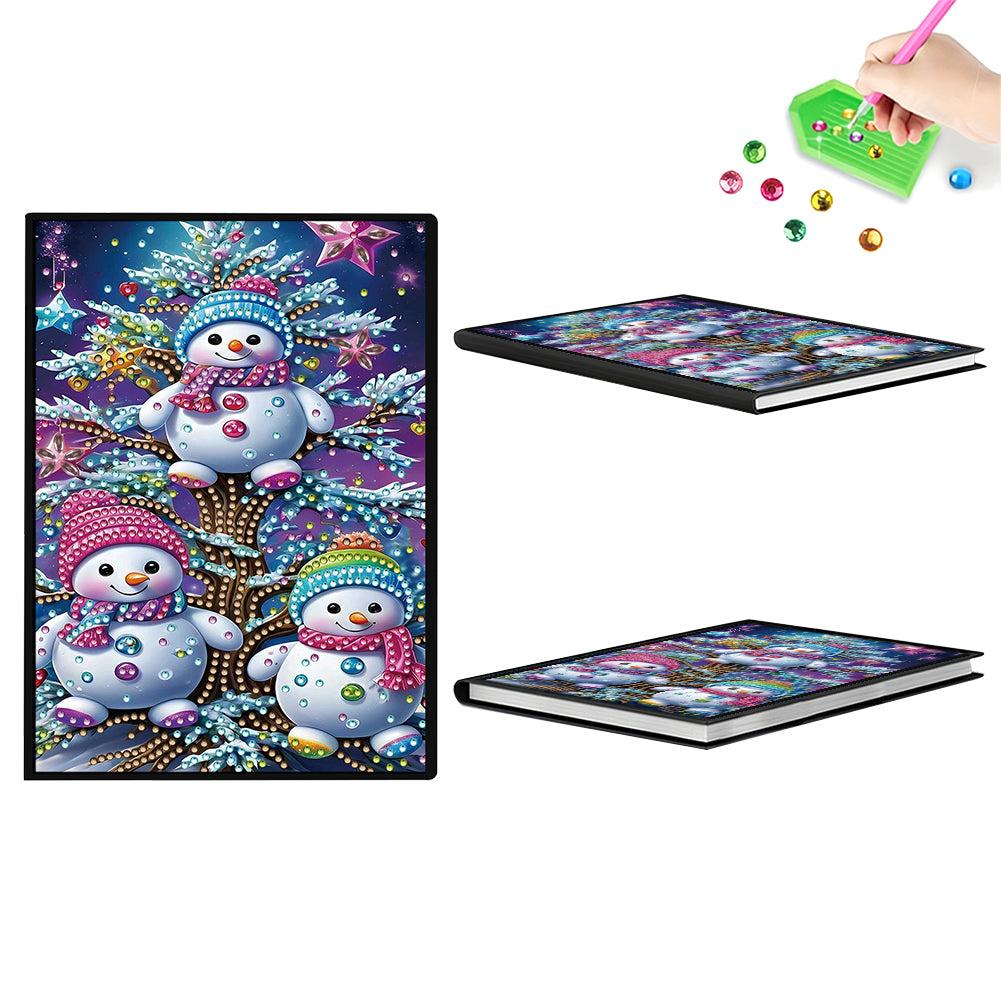 50-Page A5 Christmas Snowman Diamond Painting Notebook for Adult Holiday Gift