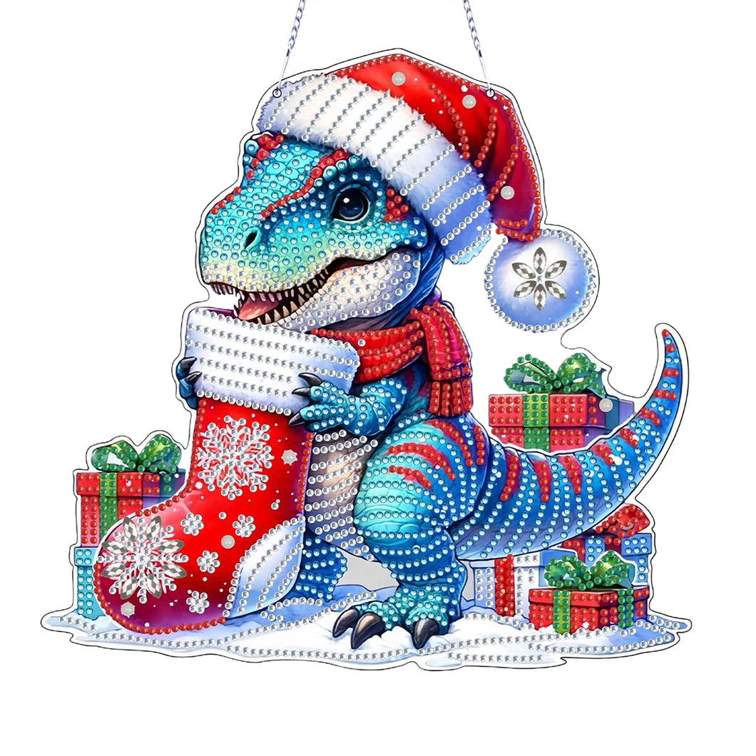 Christmas Dinosaur 2D Flat DIY Diamond Painting Desktop Ornaments Kit for Decor