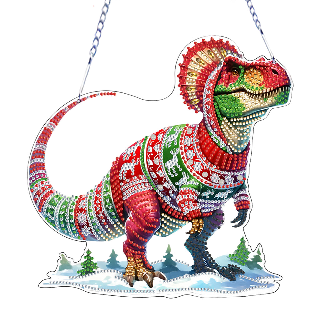 Christmas Dinosaur 2D Flat DIY Diamond Painting Desktop Ornaments Kit for Decor