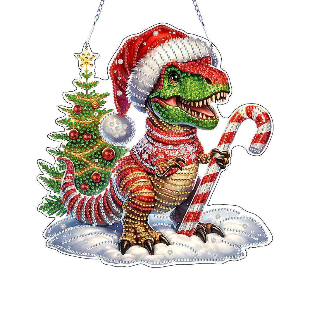 Christmas Dinosaur 2D Flat DIY Diamond Painting Desktop Ornaments Kit for Decor