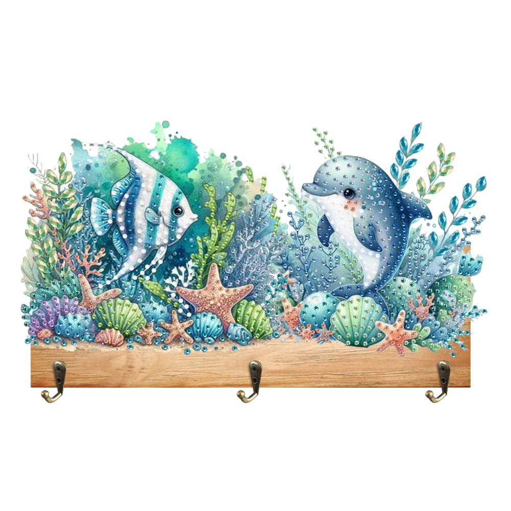 Marine Animal DIY Diamond Painting Hanging Hook No Hole Punching Wall Decoration