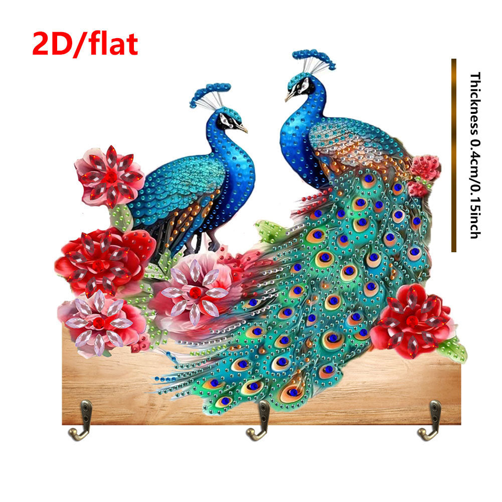 Peacock DIY Diamond Painting Hanging Hook No Hole Punching Wall Decoration