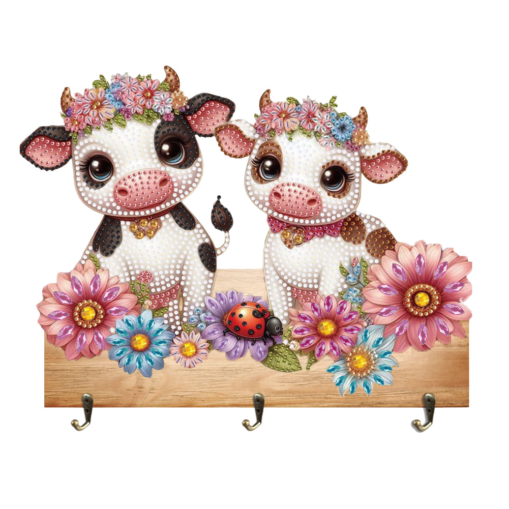 Cow DIY Diamond Painting Hanging Hook Wall Hooks No Hole Punching Wall Decor