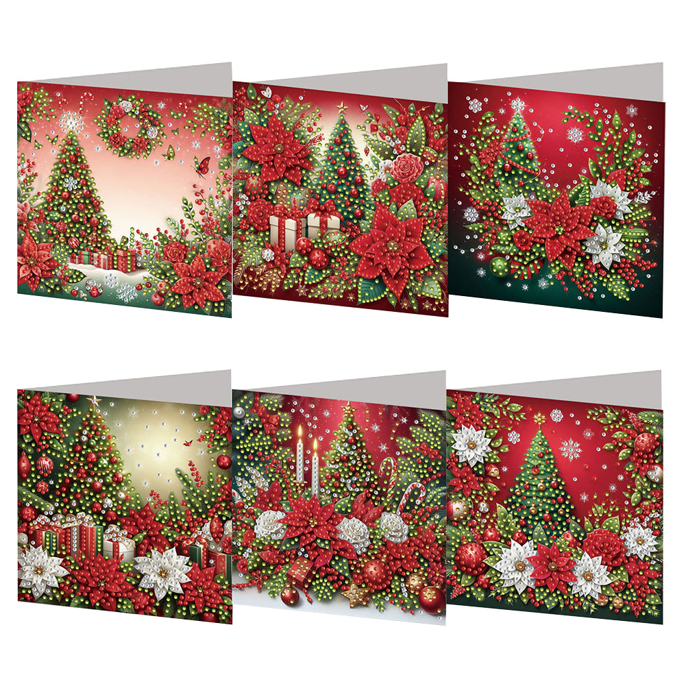6PCS DIY Diamond Art Greeting Cards Congratulations Card & Gift (Christmas Tree)