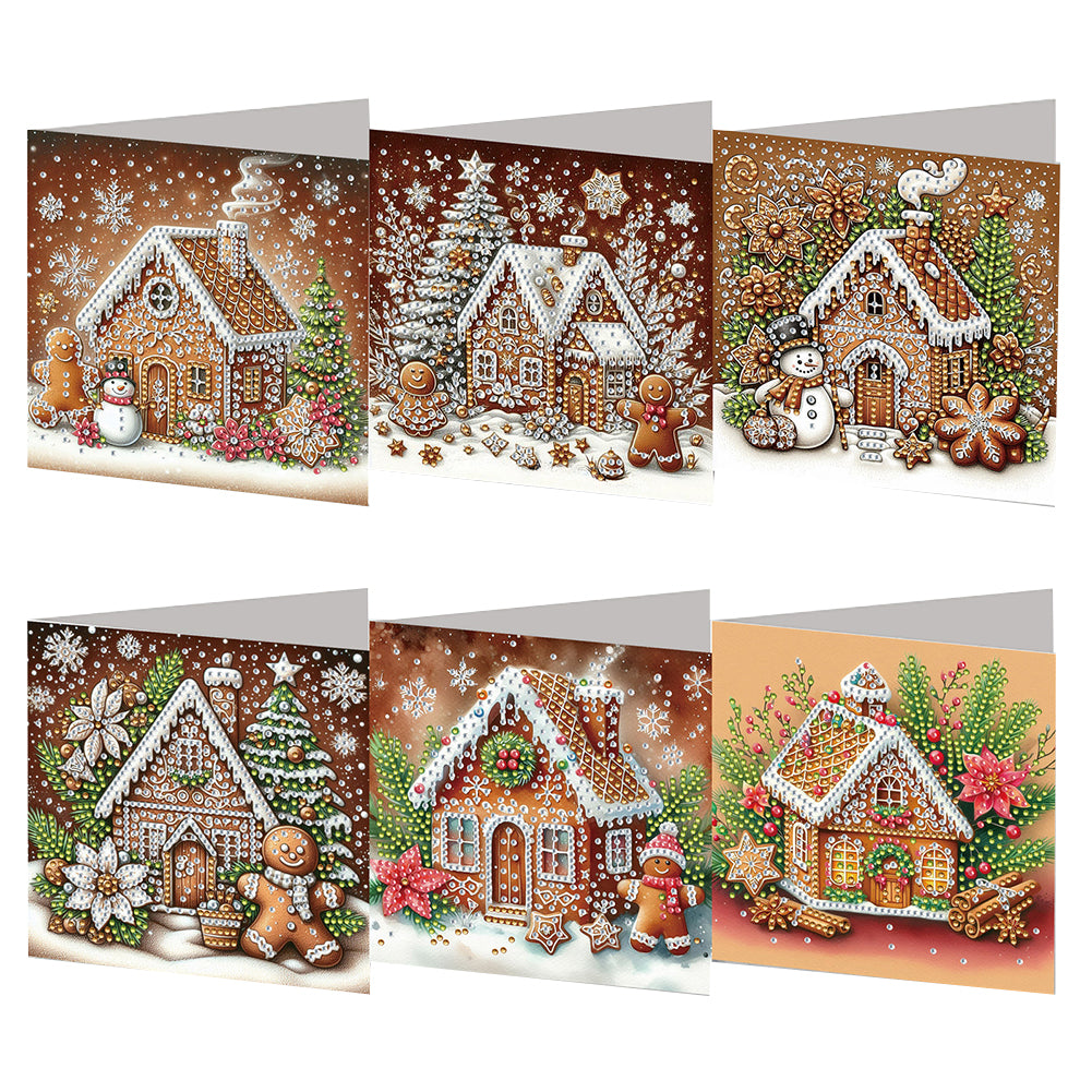 6PCS DIY Diamond Art Greeting Cards Congratulation Card & Gift (Gingerbread Man)