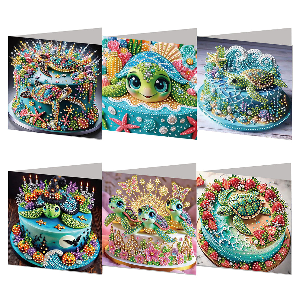 6PCS DIY Xmas Diamond Art Greeting Cards Congratulations Cards & Gifts (Turtle)