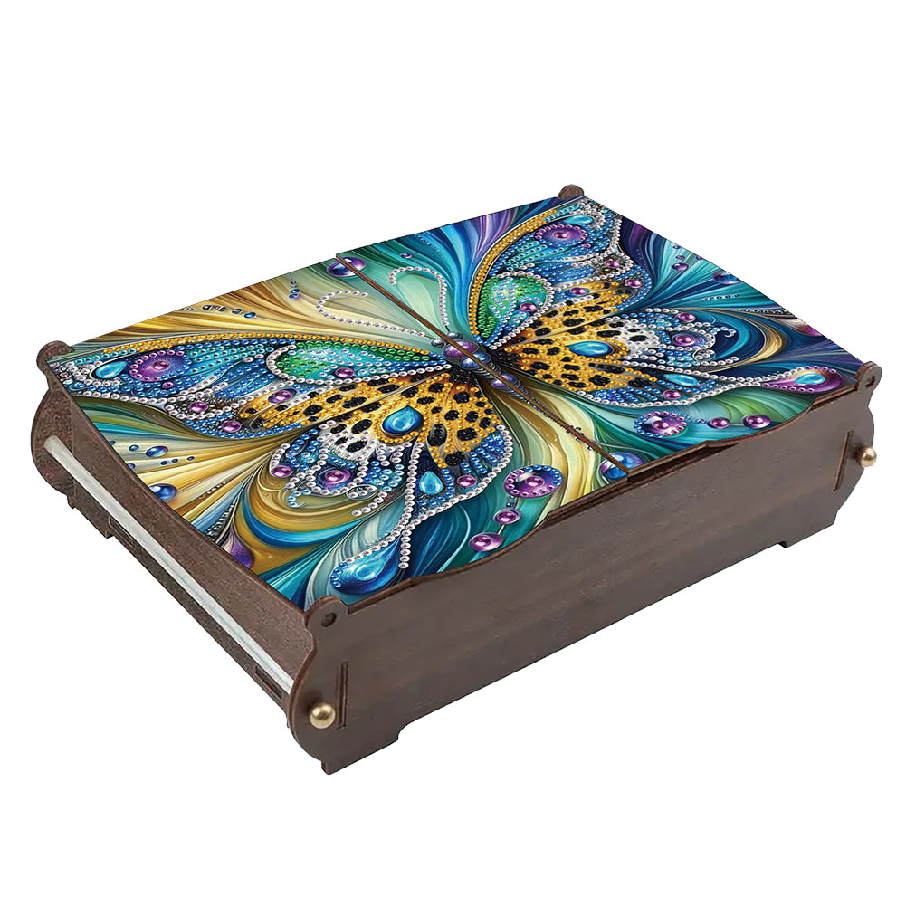 5D DIY Diamond Art Crystal Storage Wooden Case Kit for Home Decor (Butterfly 1)