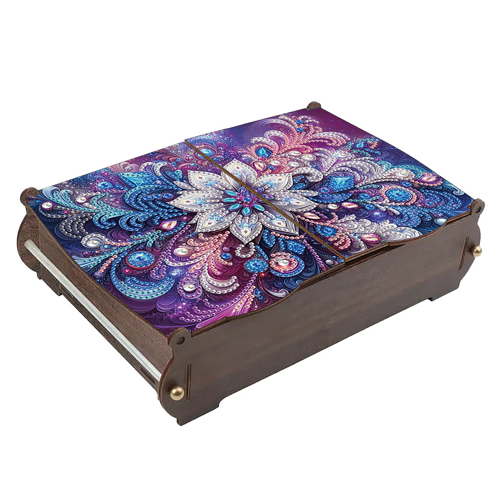 5D DIY Diamond Art Crystal Storage Wooden Case Kit for Home Decor Craft (Flower)