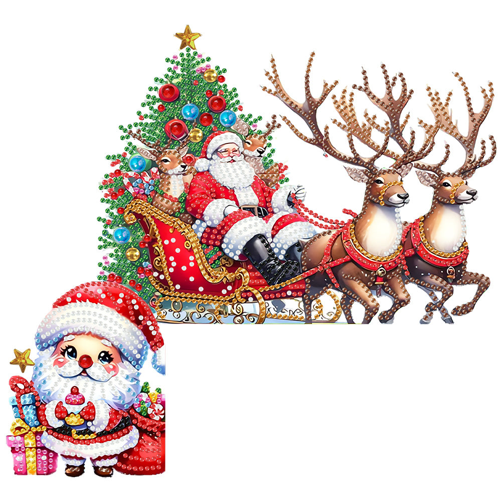 DIY Xmas Diamond Painting Wooden Door Pendants Decoration for Feiend Gifts (Elk) Christmas