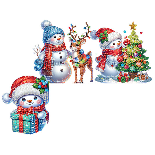 DIY Xmas Diamond Painting Wooden Door Decoration for Feiend Gifts (Snowman) Christmas