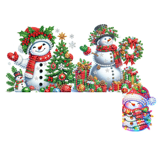 DIY Xmas Diamond Painting Wooden Door Decoration for Feiend Gifts (Snowman) Christmas