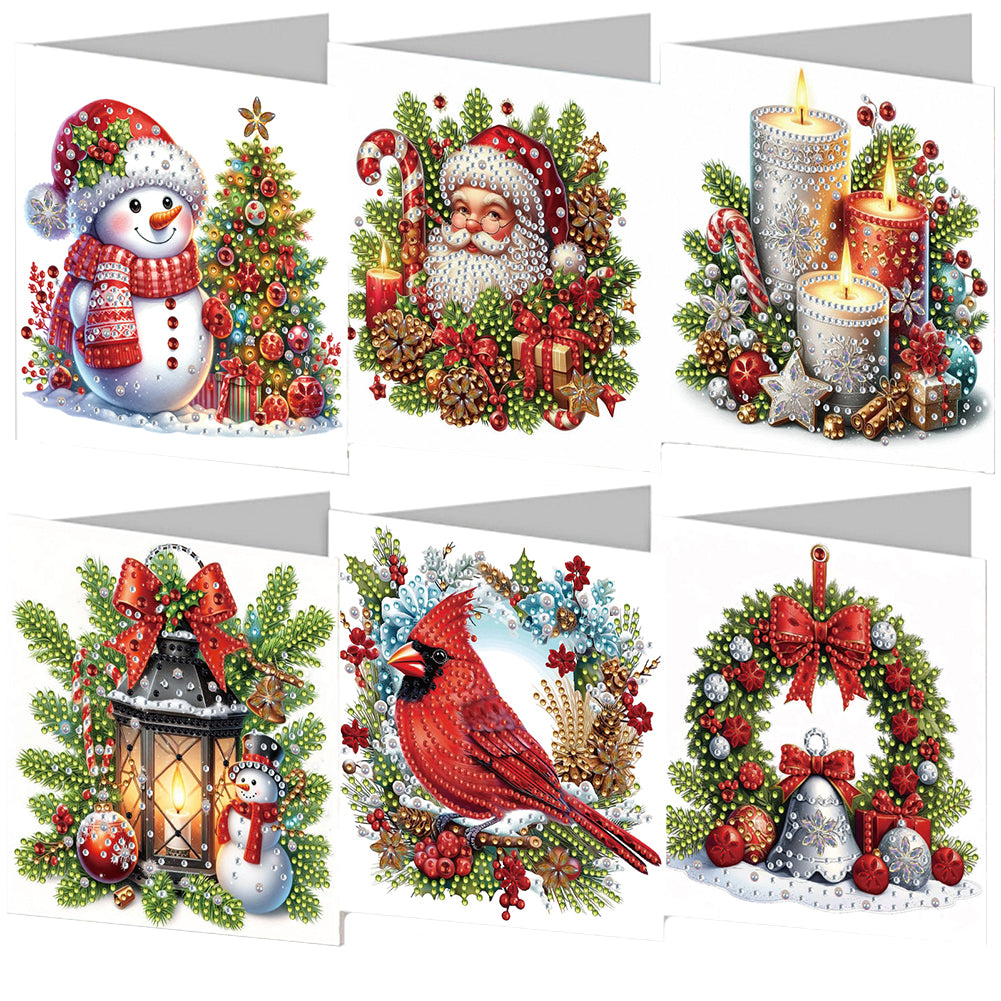 6PCS DIY Diamond Art Greeting Cards Christmas Congratulations Cards & Gifts