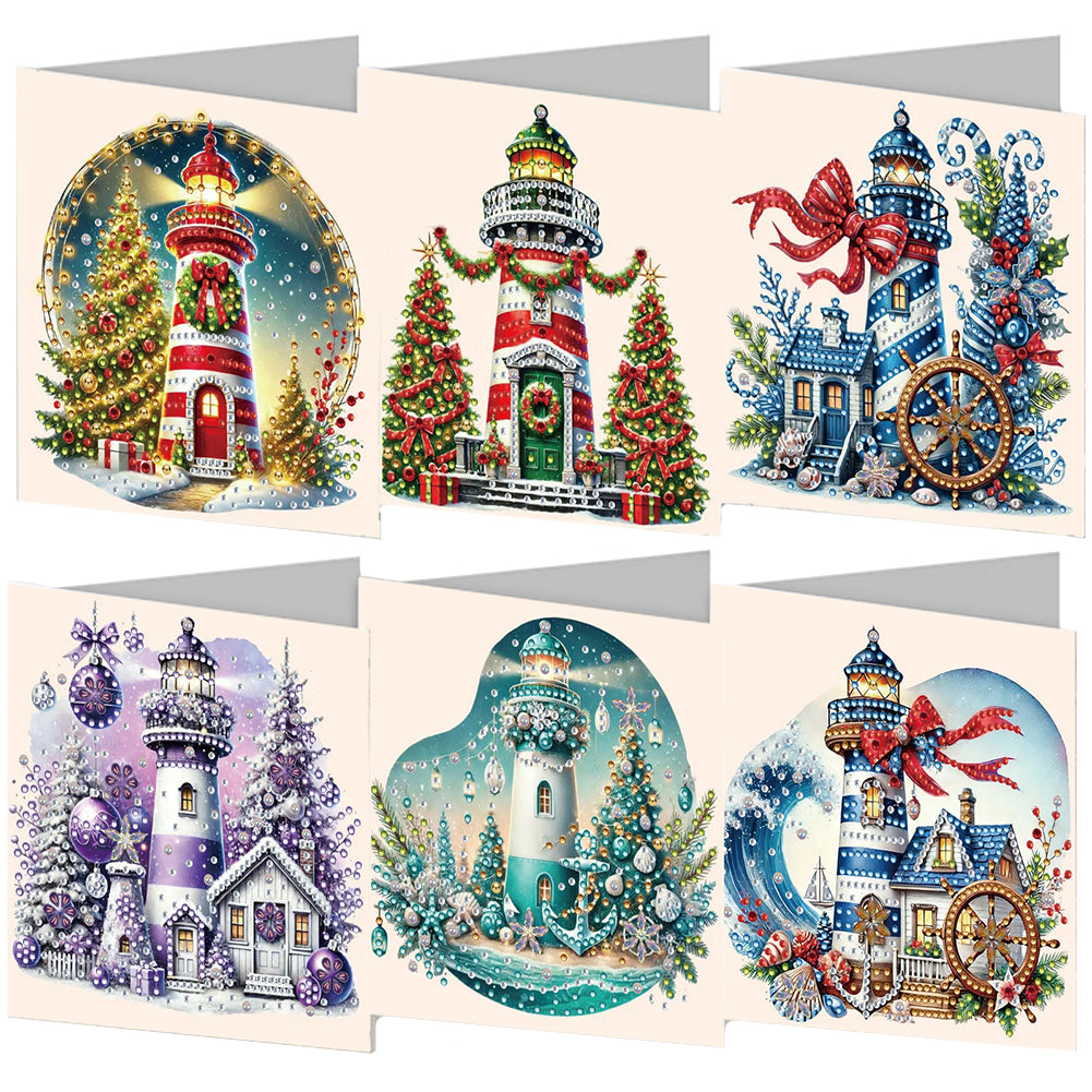 6PCS DIY Diamond Art Greeting Cards Christmas Congratulations Cards & Gifts