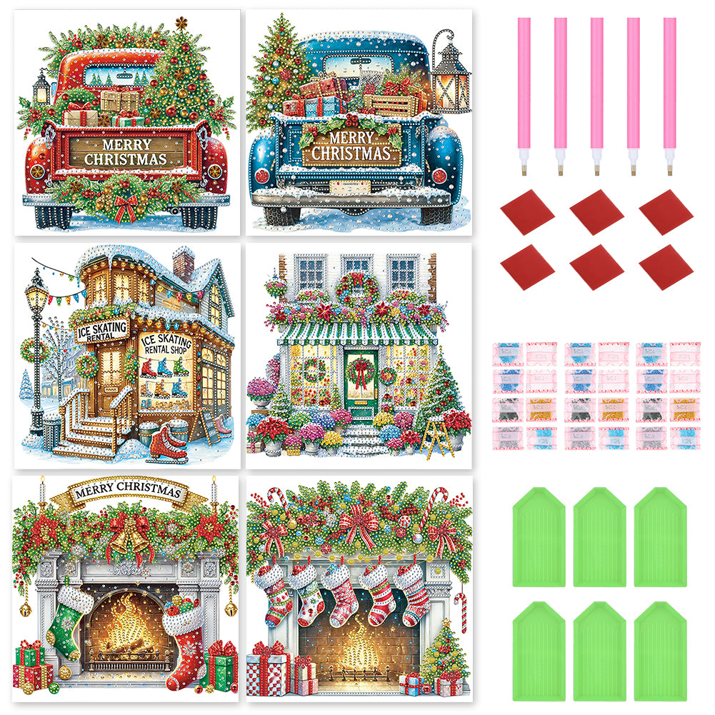 6pcs Diamond Painting - Partial Special Shaped - Christmas (30*30CM)