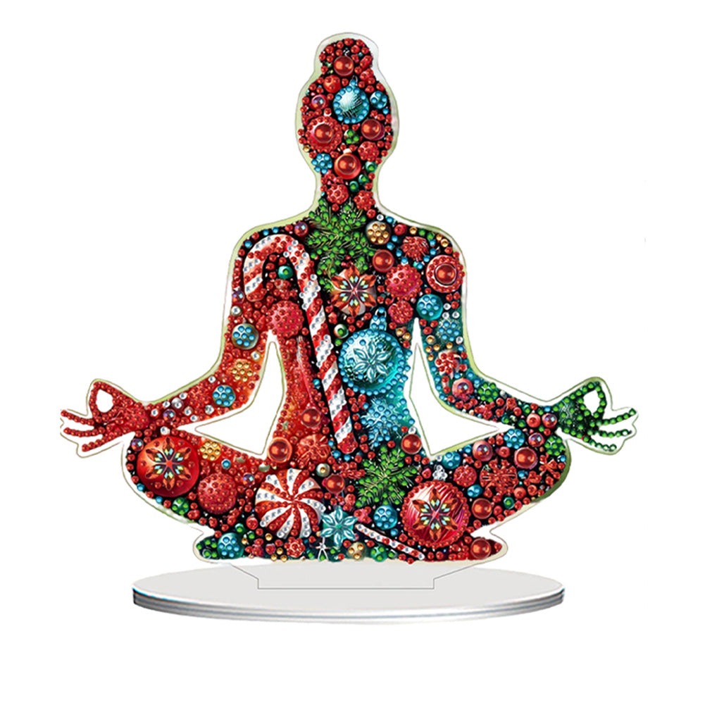 2D Flat Print Yoga Woman DIY Desktop Diamond Art Kits Bedroom Table Decoration