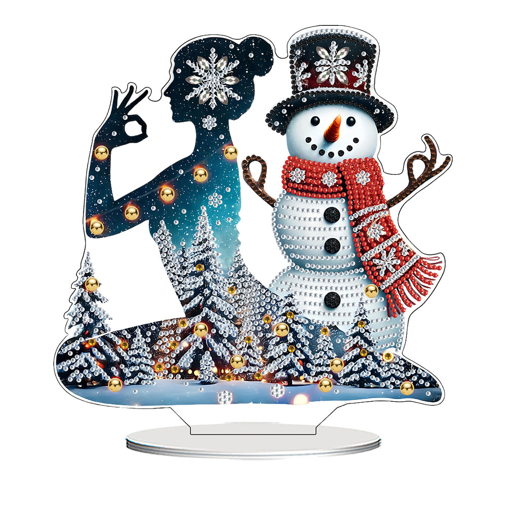 2D Flat Print Yoga Woman DIY Desktop Diamond Art Kits Bedroom Table Decoration