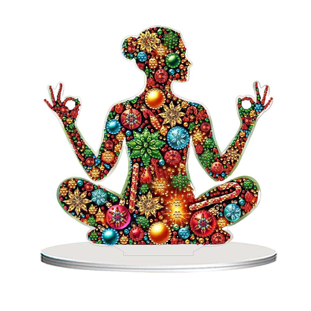 2D Flat Print Yoga Woman DIY Desktop Diamond Art Kits Bedroom Table Decoration
