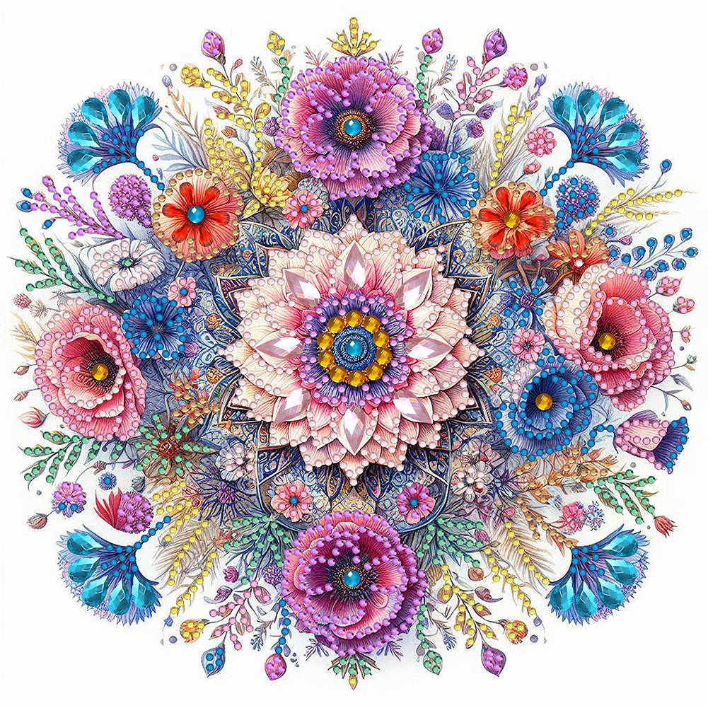 Diamond Painting - Partial Special Shaped - Flower Mandala (30*30CM)