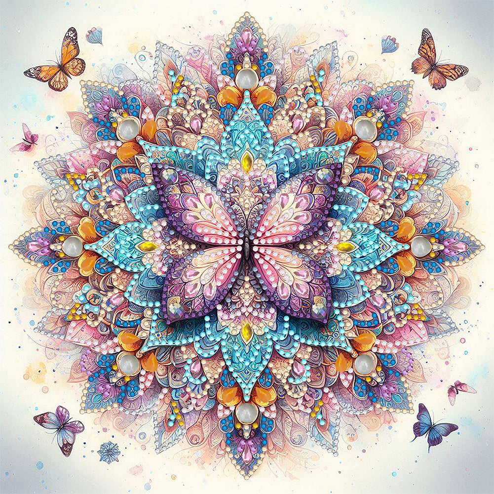 Diamond Painting - Partial Special Shaped - Mandala Butterfly (30*30CM)