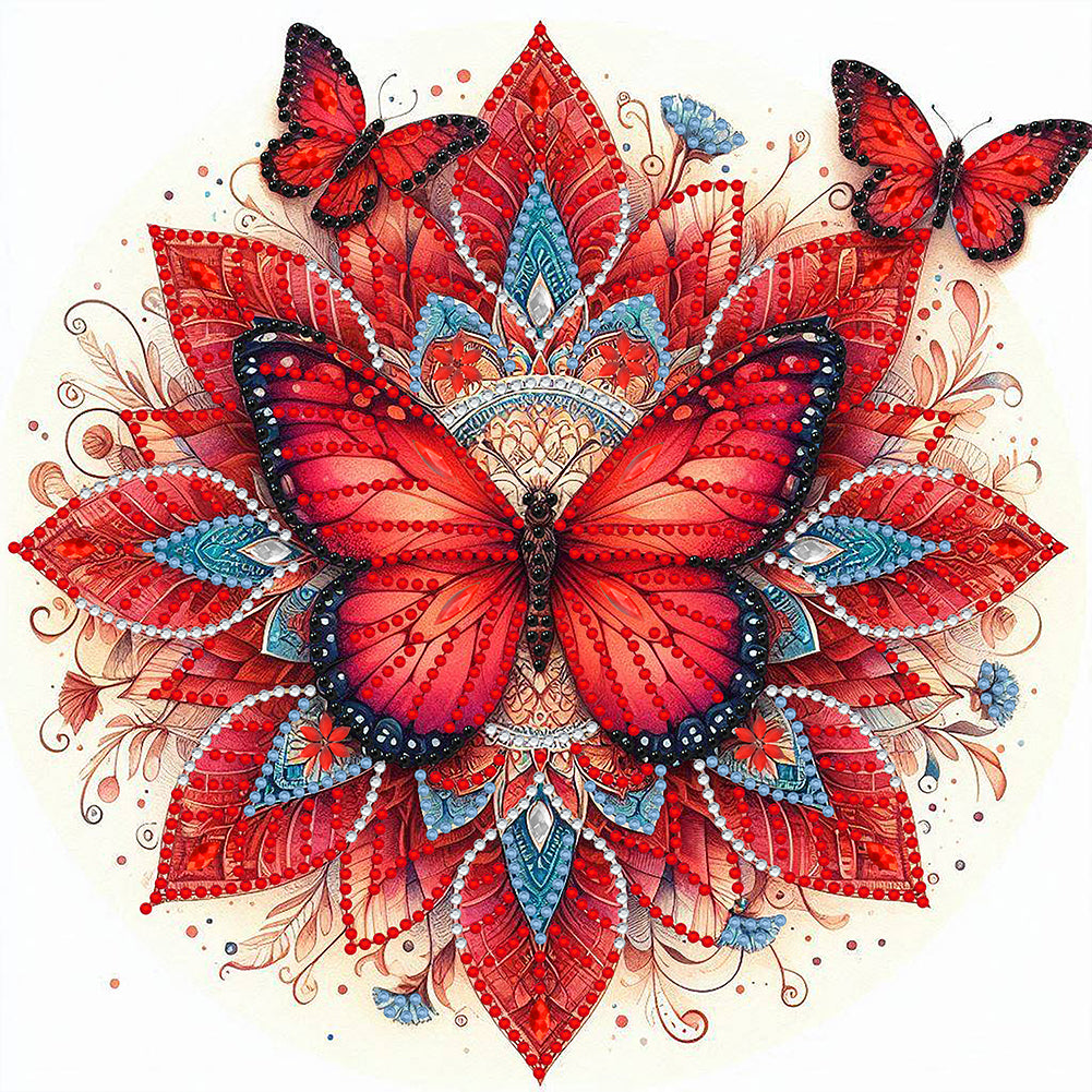 Diamond Painting - Partial Special Shaped - Mandala Butterfly (30*30CM)