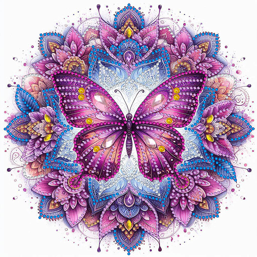 Diamond Painting - Partial Special Shaped - Mandala Butterfly (30*30CM)