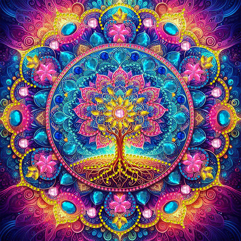 Diamond Painting - Partial Special Shaped - Mandala Tree Of Life (30*30CM)