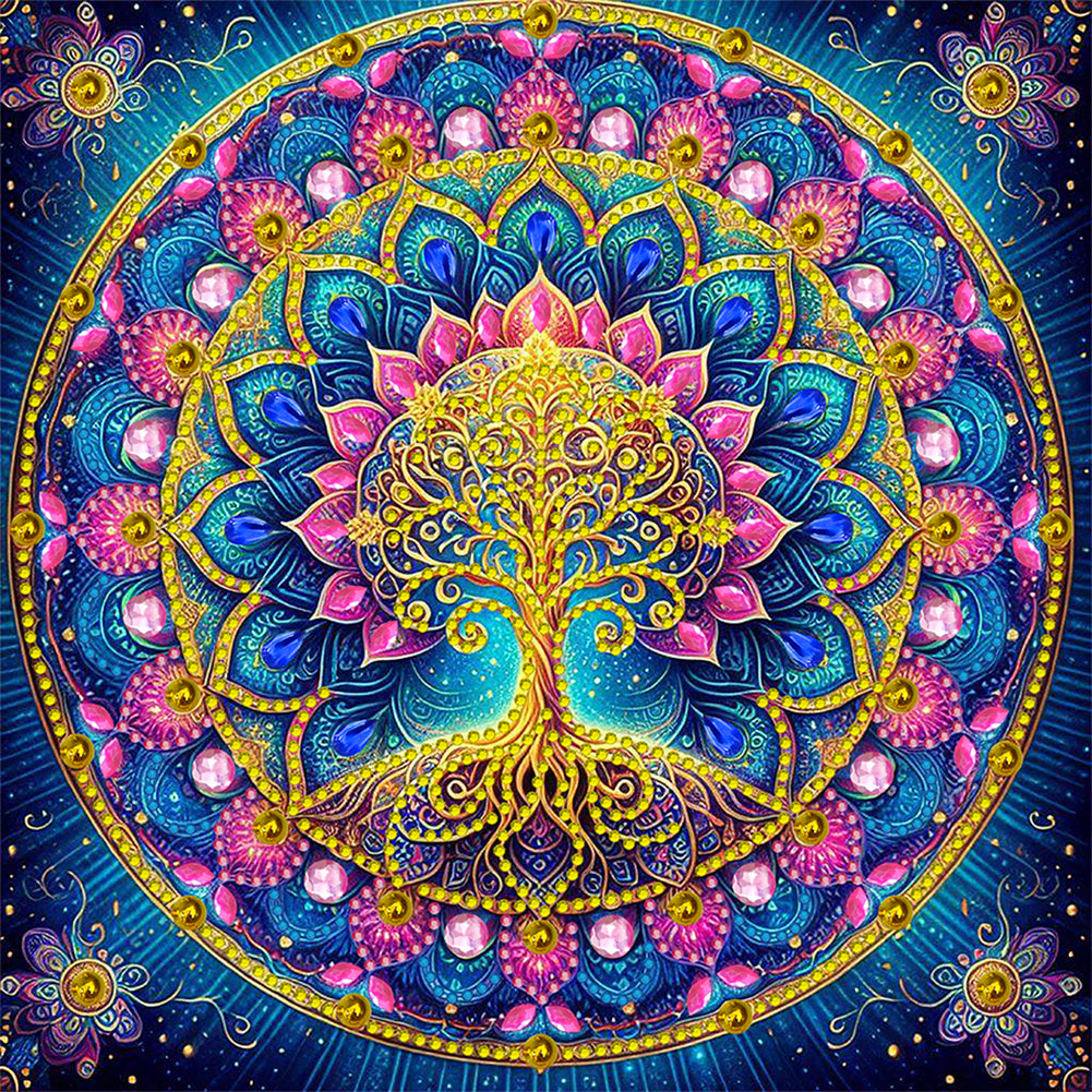 Diamond Painting - Partial Special Shaped - Mandala Tree Of Life (30*30CM)