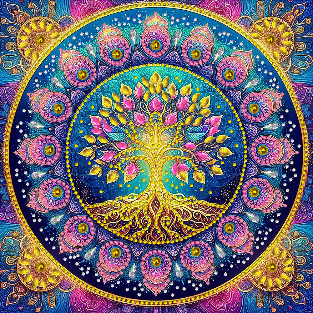 Diamond Painting - Partial Special Shaped - Mandala Tree Of Life (30*30CM)