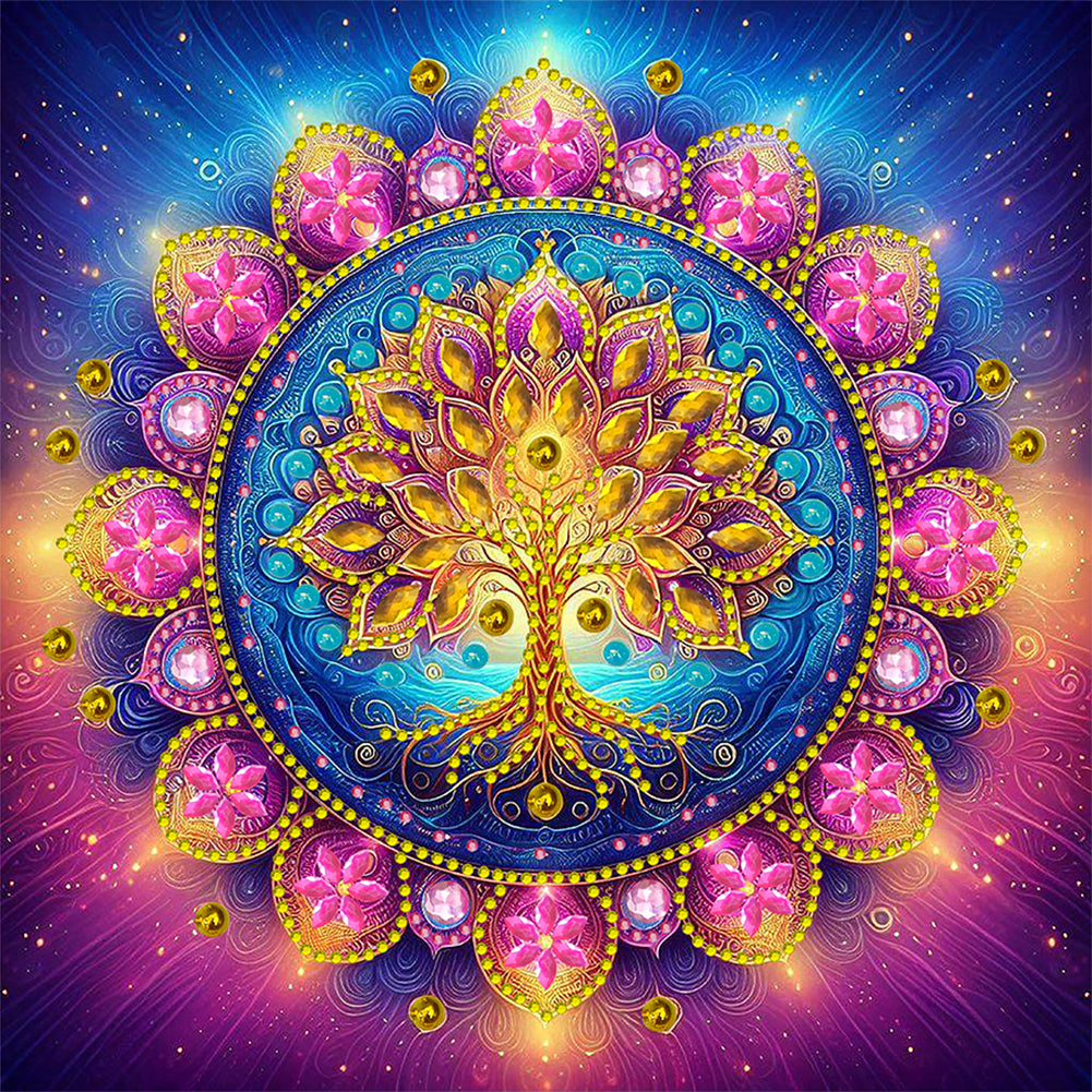 Diamond Painting - Partial Special Shaped - Mandala Tree Of Life (30*30CM)