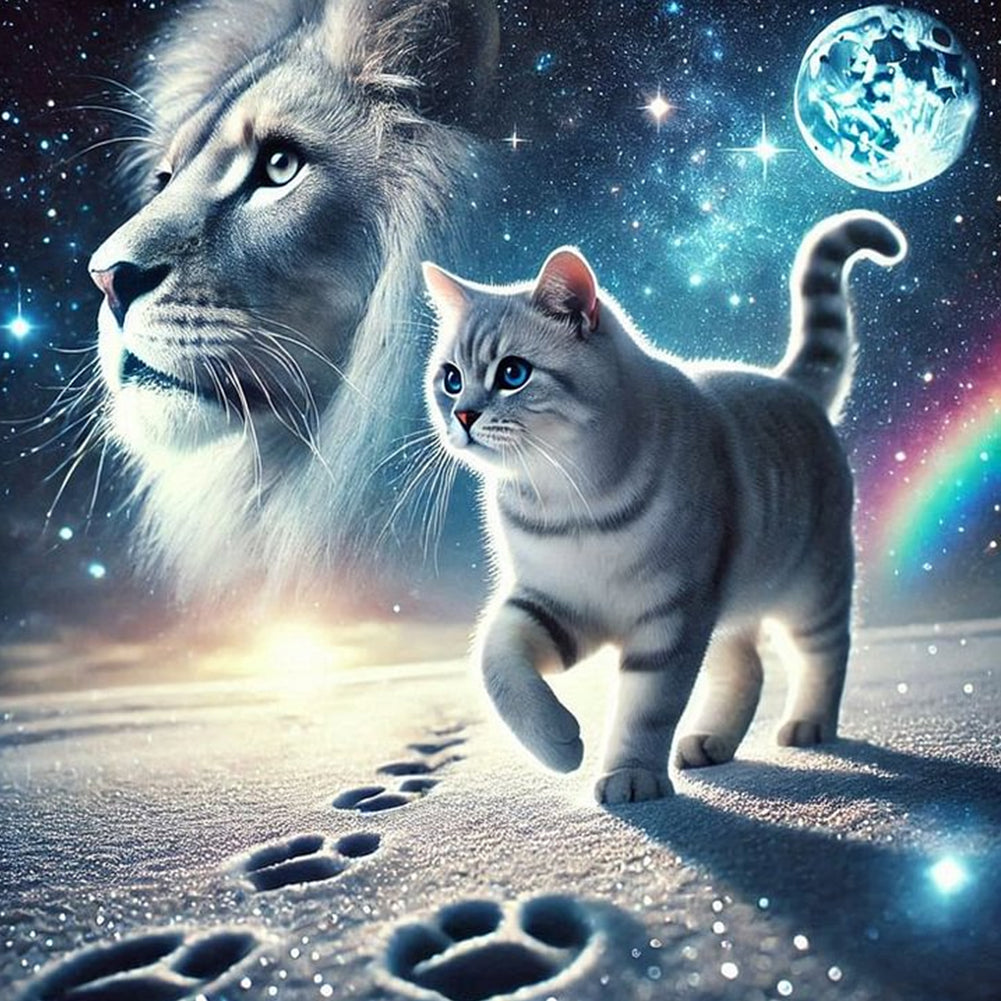 Diamond Painting - Full Round - Cat And Lion (40*40CM)