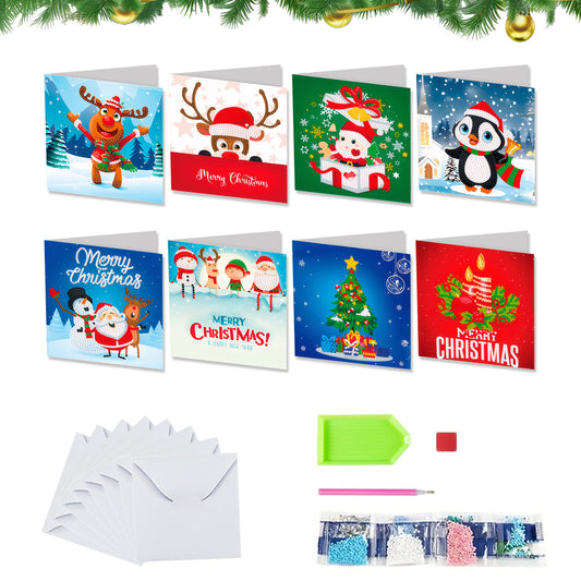 8PCS Diamond Painting Peripheral Diamond Embroidery Christmas Cards Handmade Dia