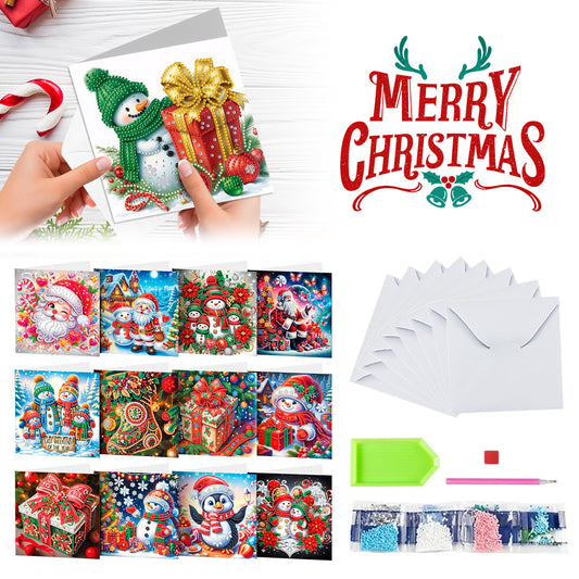 12 pieces of diamond painting surrounding diamond embroidery Christmas cards han (HK-27)