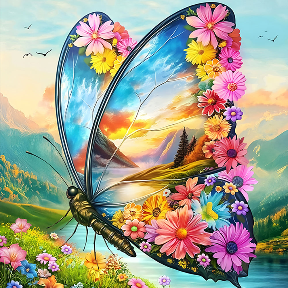 Diamond Painting - Full Round - Butterfly Landscape (30*30CM)