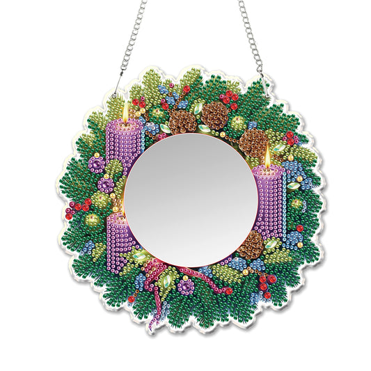 Wreath DIY Diamond Painting Mirror Kit Diamond Art Makeup Mirror for Beginners