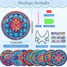 Load image into Gallery viewer, 8pcs Pattern DIY Diamond Painting Coasters Kits with Holder Wooden Coaster Craft
