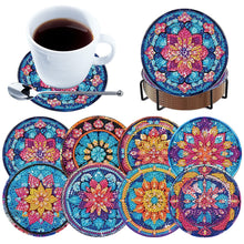 Load image into Gallery viewer, 8pcs Pattern DIY Diamond Painting Coasters Kits with Holder Wooden Coaster Craft
