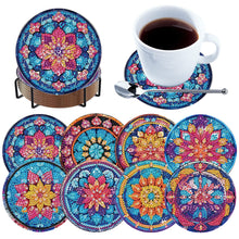 Load image into Gallery viewer, 8pcs Pattern DIY Diamond Painting Coasters Kits with Holder Wooden Coaster Craft
