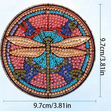 Load image into Gallery viewer, 8pcs Dragonfly DIY Diamond Painting Coasters Kits with Holder Wooden Coaster
