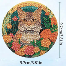 Load image into Gallery viewer, 8pcs Cat DIY Diamond Painting Coasters Kits with Holder Wooden Coaster Craft
