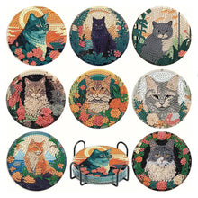 Load image into Gallery viewer, 8pcs Butterfly DIY Diamond Painting Coasters Kits with Holder Wooden Coaster
