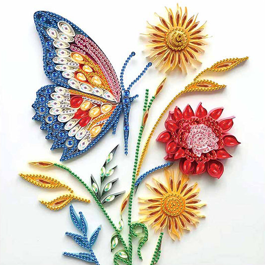 Diamond Painting - Partial Special Shaped - Paper Quilling Butterfly (30*30CM)