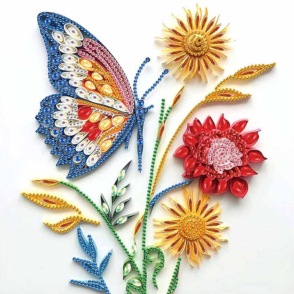 Diamond Painting - Partial Special Shaped - Paper Quilling Butterfly (30*30CM)