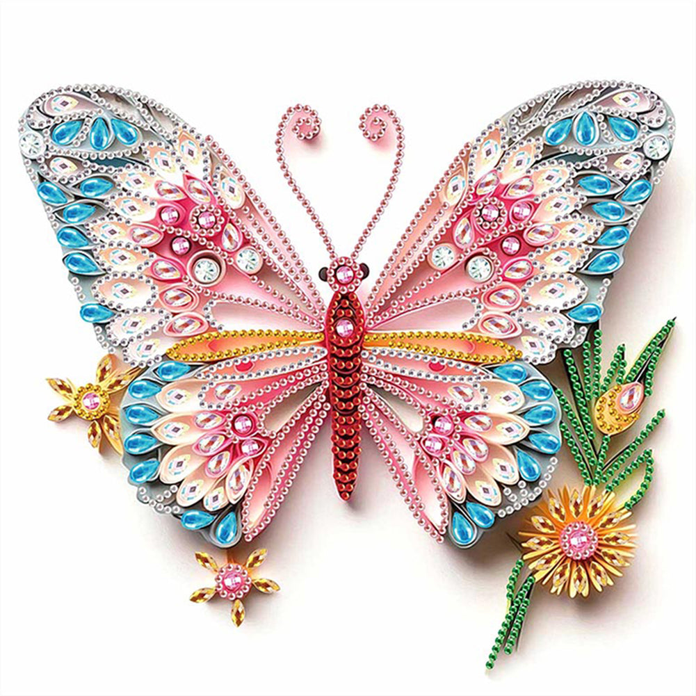 Diamond Painting - Partial Special Shaped - Paper Quilling Butterfly (30*30CM)