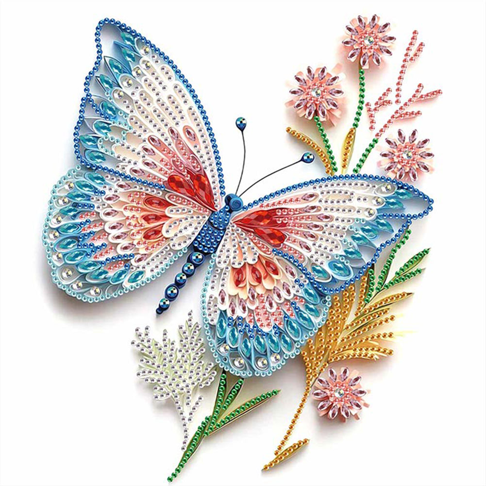 Diamond Painting - Partial Special Shaped - Paper Quilling Butterfly (30*30CM)