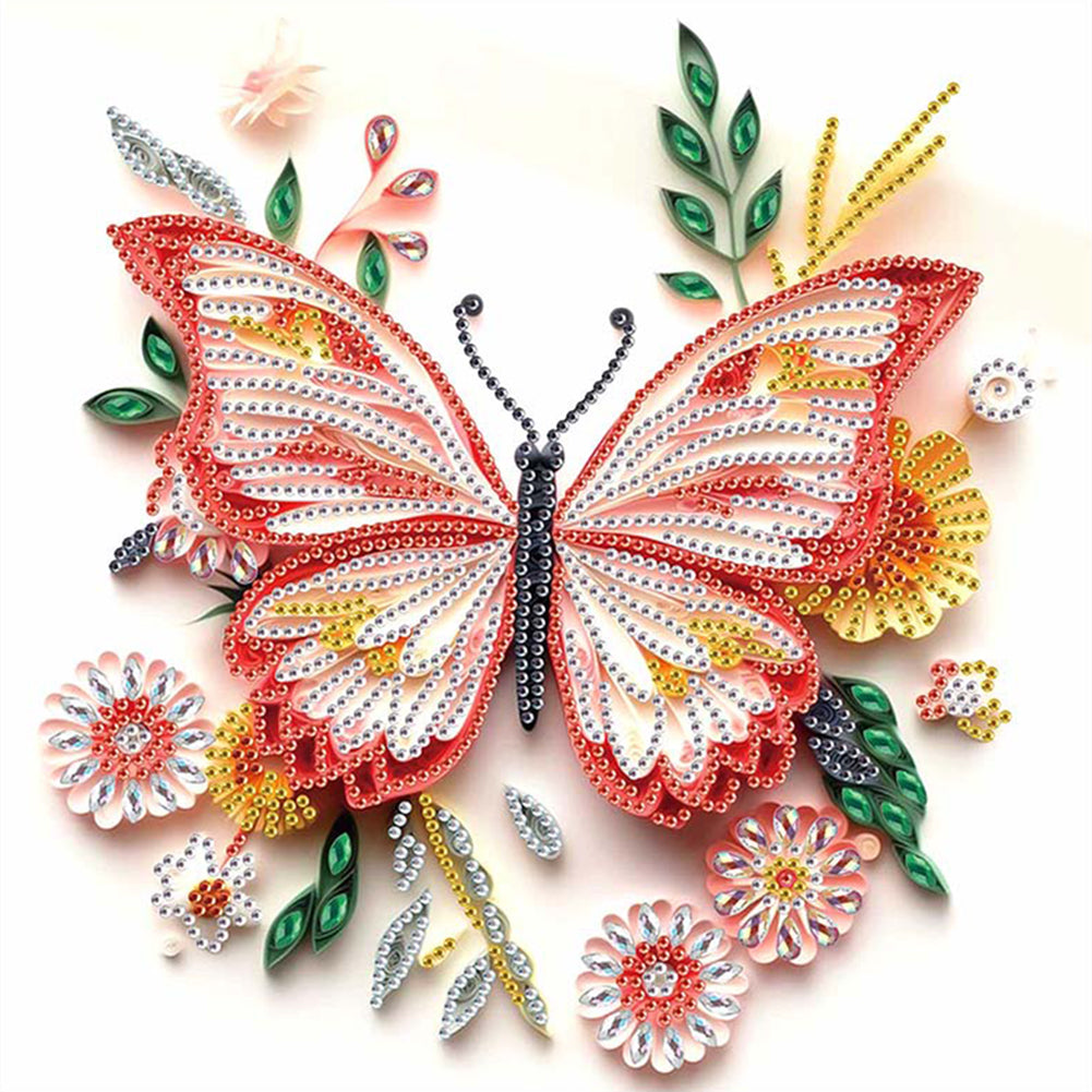 Diamond Painting - Partial Special Shaped - Paper Quilling Butterfly (30*30CM)
