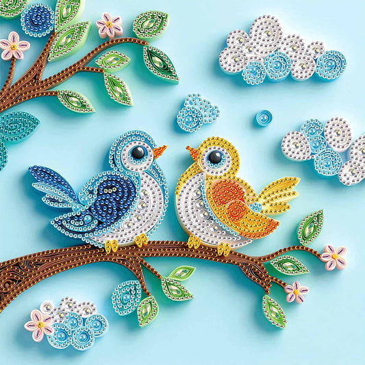 Diamond Painting - Partial Special Shaped - Paper Quilling Bird (30*30CM)