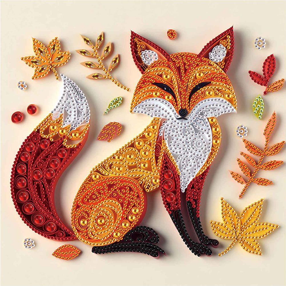 Diamond Painting - Partial Special Shaped - Paper Quilling Fox (30*30CM)