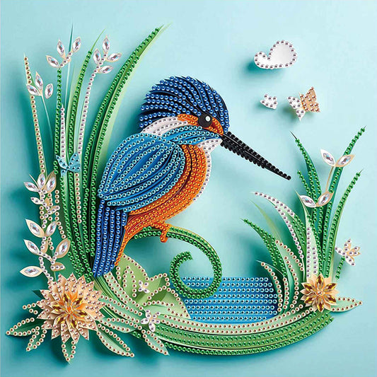 Diamond Painting - Partial Special Shaped - Paper Quilling Bluebird (30*30CM)