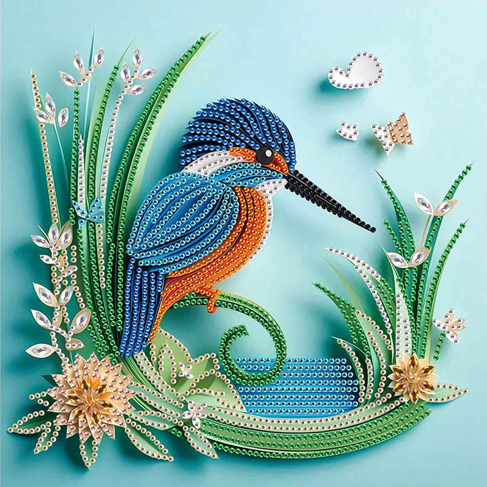 Diamond Painting - Partial Special Shaped - Paper Quilling Bluebird (30*30CM)